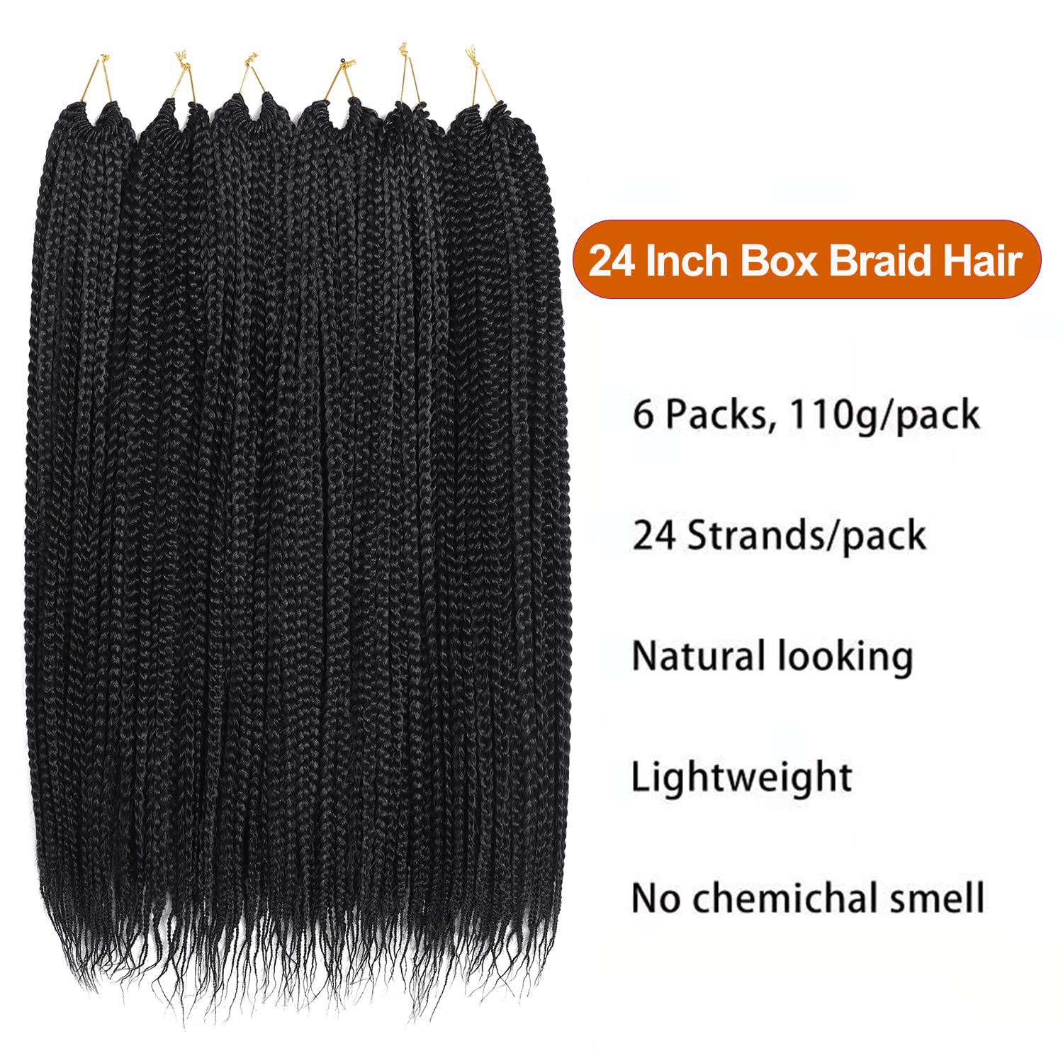 6 Packs Box Braids Crochet Hai - Women Bags Pack recension och pris