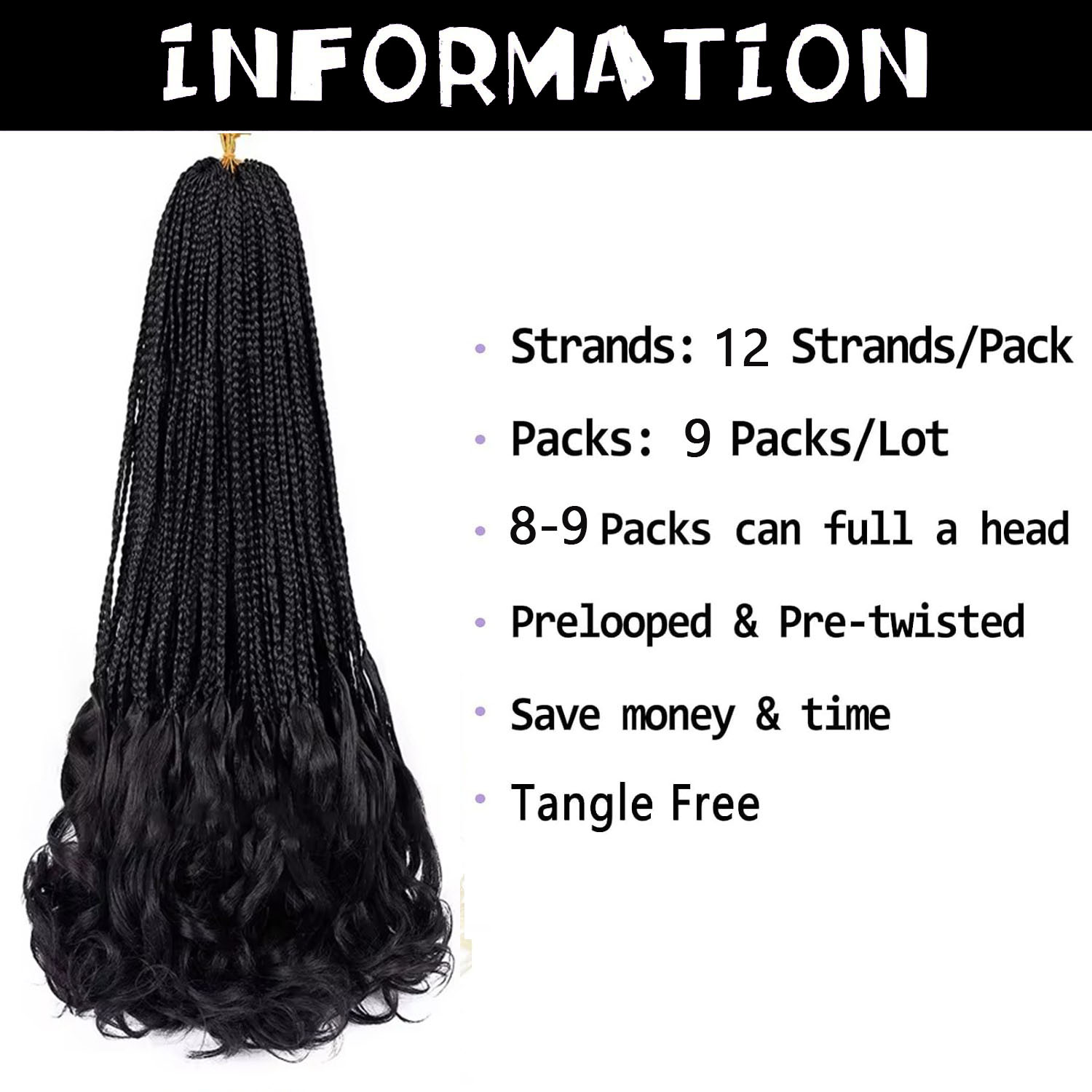 French Curl Crochet Braids 14  - Women Bags Pack recension och pris
